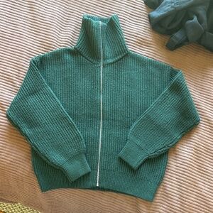 Soft zip up green-blue cardigan new from Old Navy